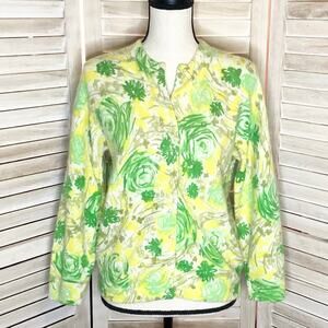 Vintage Lambswool Angora Floral Pearl Button Cardigan 40 M British Colony